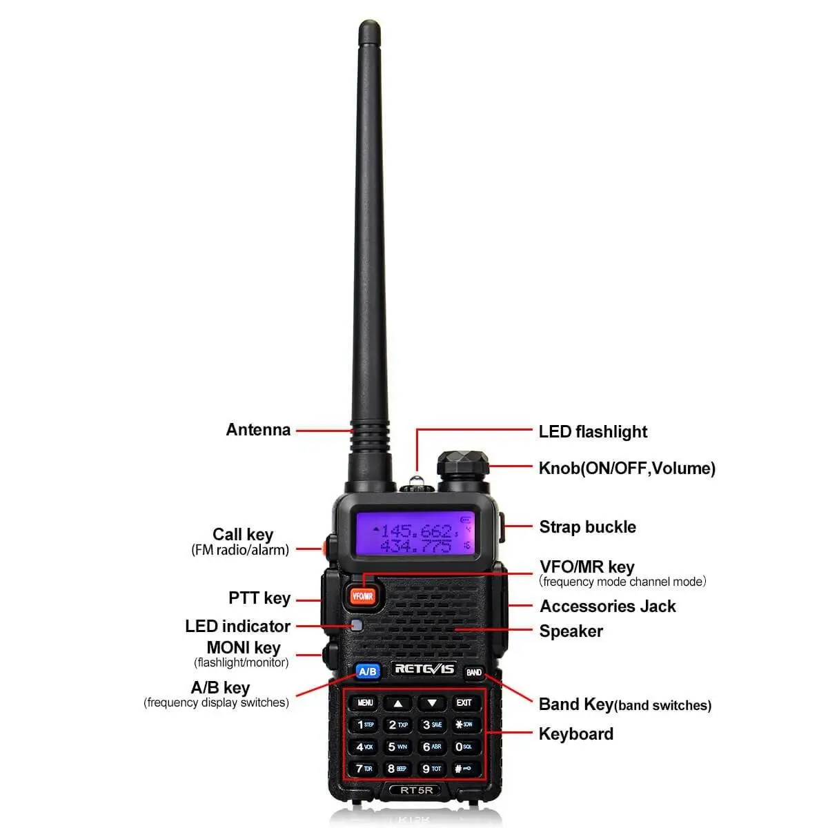 RT5R Walkie Talkie 5W 128CH UHF+VHF FM Radio Two Way Radio – Image 4